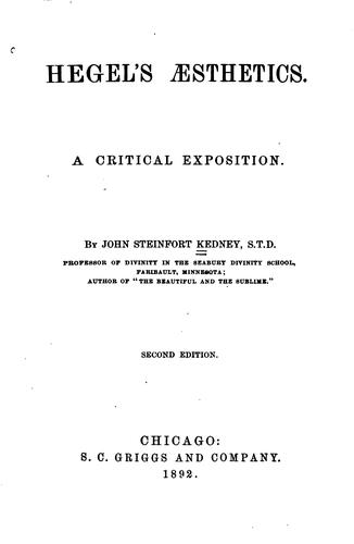 Cover for Hegels Aesthetics: A Critical Exposition