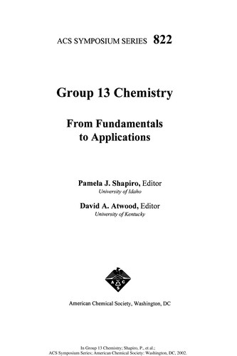 Cover for Group 13 chemistry