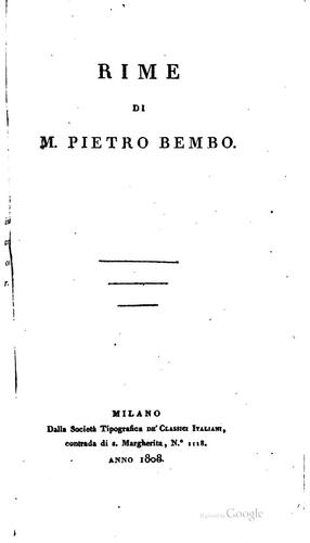 Cover for Rime di M. Pietro Bembo