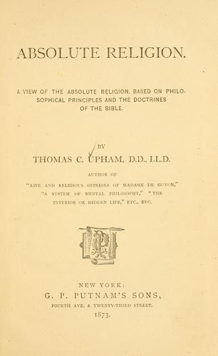 Cover for Absolute religion.