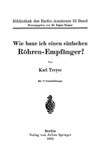 Cover for Wie baue ich einen einfachen Röhren-Empfänger?