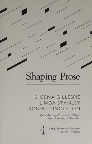 Cover for Shaping prose