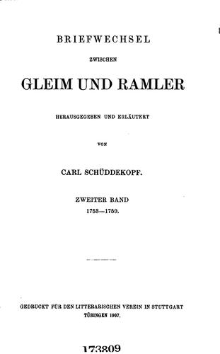 Cover for Briefwechsel zwischen Gleim und Ramler