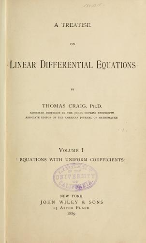 Cover for A treatise on linear differential equations