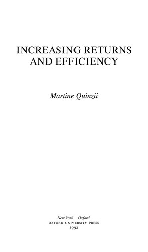 Cover for Increasing returns and economic efficiency