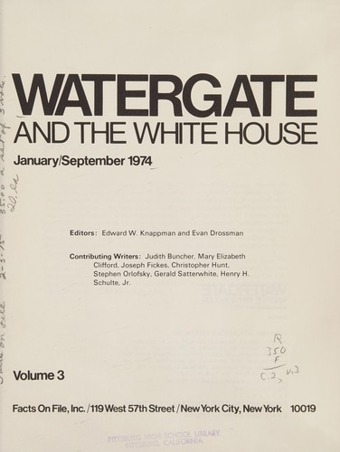Cover for Watergate and the White House.