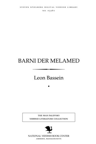 Cover for Barni der melamed