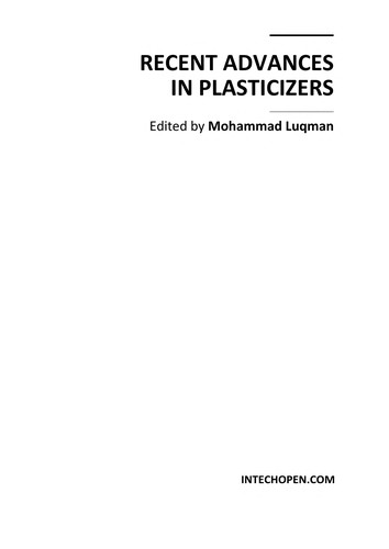 Cover for Recent advances in plasticizers
