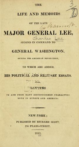 Cover for The life and memoirs of the late Major General Lee