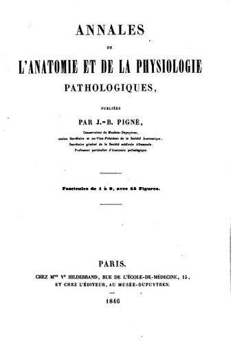 Cover for Annales de l'anatomie et de la physiologie pathologiques