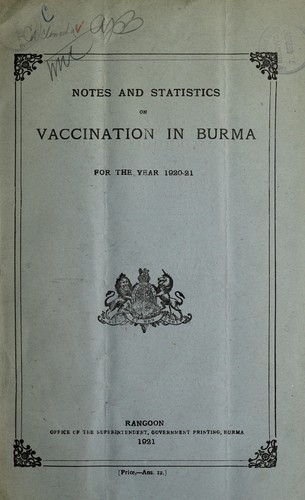 Cover for Notes and statistics on vaccination in Burma