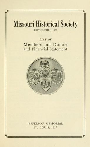 Cover for List of members and financial statement.