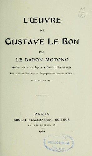 Cover for L'Oeuvre de Gustave Le Bon
