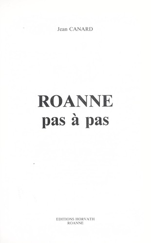 Cover for Roanne pas à pas
