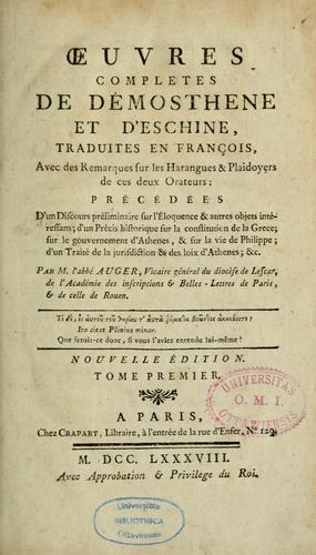 Cover for Oeuvres complètes de ... et d'Eschine