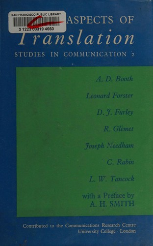 Cover for Aspects of translation
