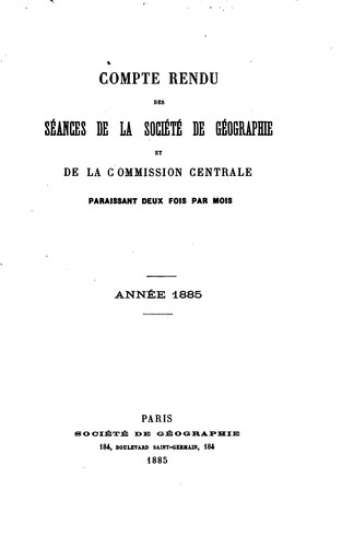 Cover for Comptes rendus des séances de la Société de géographie et de la Commission centrale