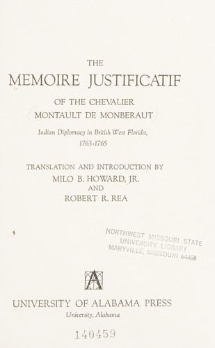 Cover for Mémoire justificatif