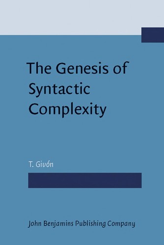 Cover for The genesis of syntactic complexity