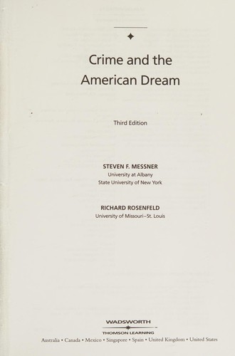 Cover for Crime and the American dream