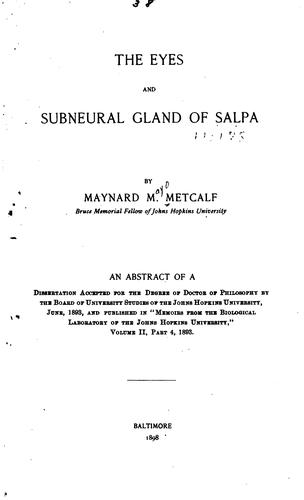 Cover for The Eyes and Subneural Gland of Salpa