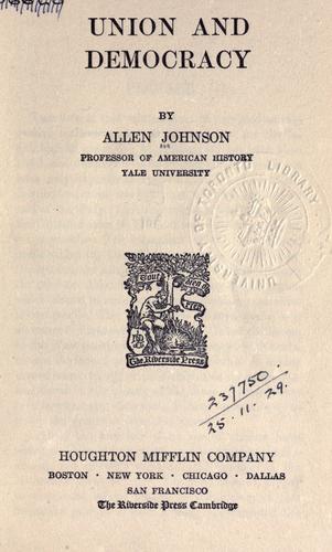 Cover for Union and democracy.
