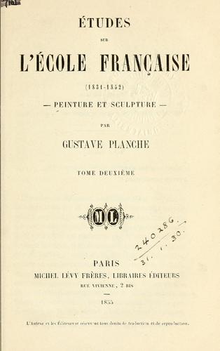 Cover for Études sur l'École française (1831-1852)  Peinture et sculpture.