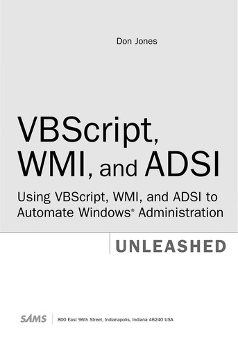 Cover for VBScript, WMI and ADSI unleashed