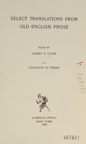 Cover for Select translations from Old English prose