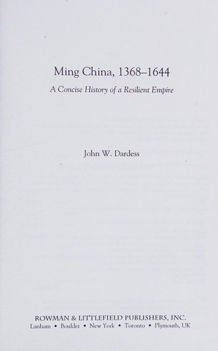 Cover for Ming China, 1368-1644