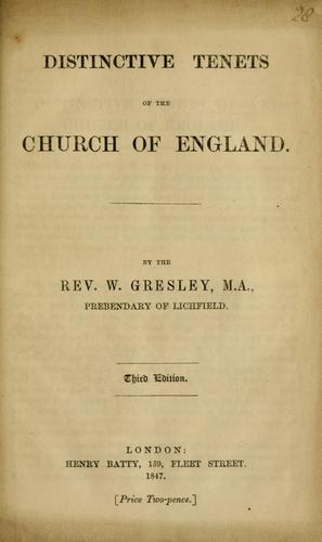 Cover for Distinctive tenets of the Church of England