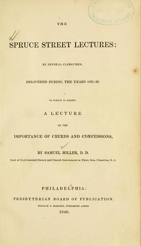 Cover for The Spruce Street lectures