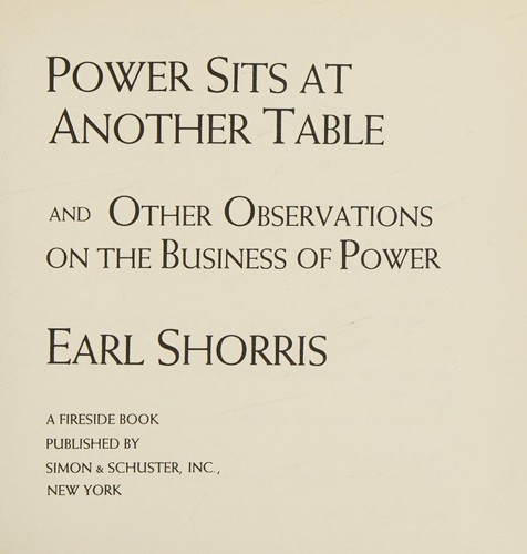 Cover for Power sits at another table and other observations on the business of power