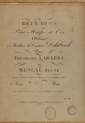 Cover for Deux duos pour harpe et cor [ou violon], 2eme livre, no 1