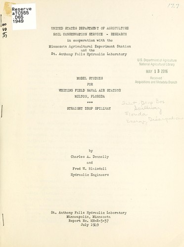 Cover for Model studies for Whiting Field Naval Air Station, Wilton, Florida