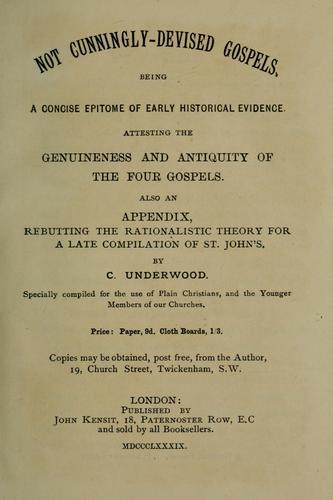 Cover for Not cunningly devised Gospels.