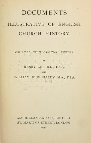 Cover for Documents illustrative of English church history.