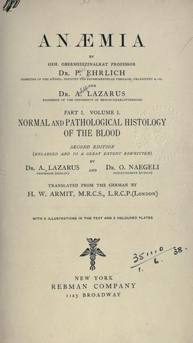 Cover for Normal and pathological histology of the blood