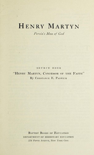 Cover for Henry Martyn