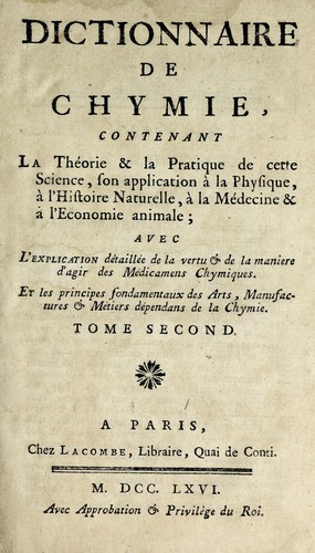 Cover for Dictionnaire de chymie