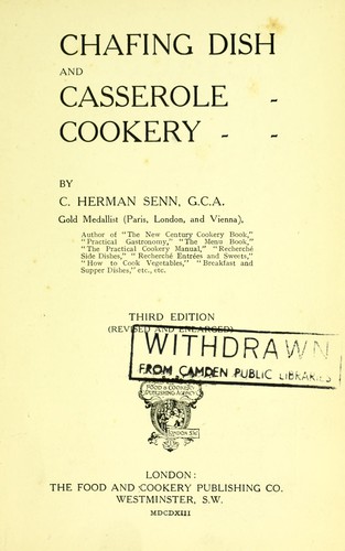 Cover for Chafing dish and casserole cookery