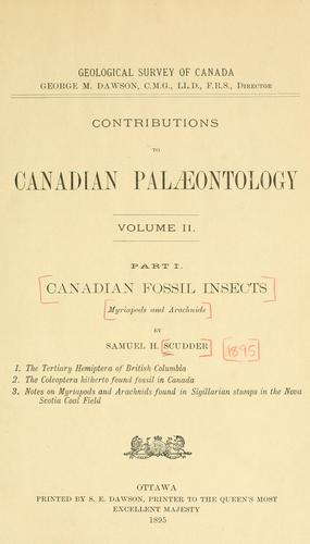 Cover for Canadian fossil insects. Myriapods and Arachnids.