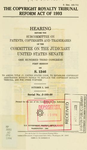 Cover for The Copyright Royalty Tribunal Reform Act of 1993