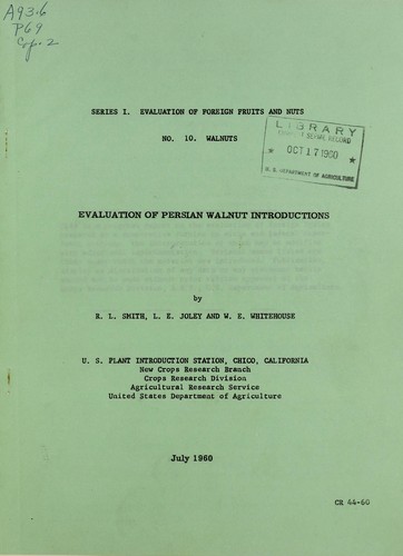 Cover for Evaluation of Persian walnut introductions