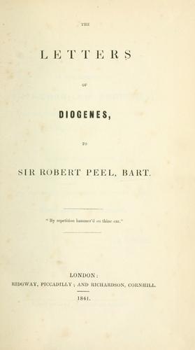 Cover for The letters of Diogenes, to Sir Robert Peel, bart.