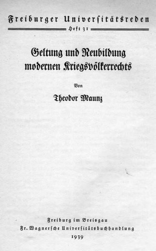 Cover for Geltung und Neubildung modernen Kriegsvölkerrechts