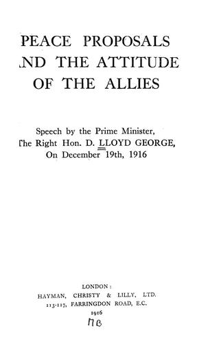 Cover for Peace proposals and the attitude of the allies