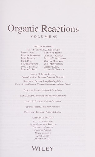 Cover for Organic Reactions, Volume 95