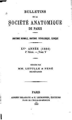 Cover for Bulletins de la Société anatomique de Paris