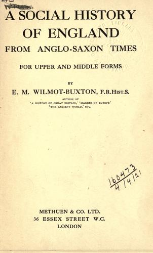 Cover for A social history of England from Anglo-Saxon times